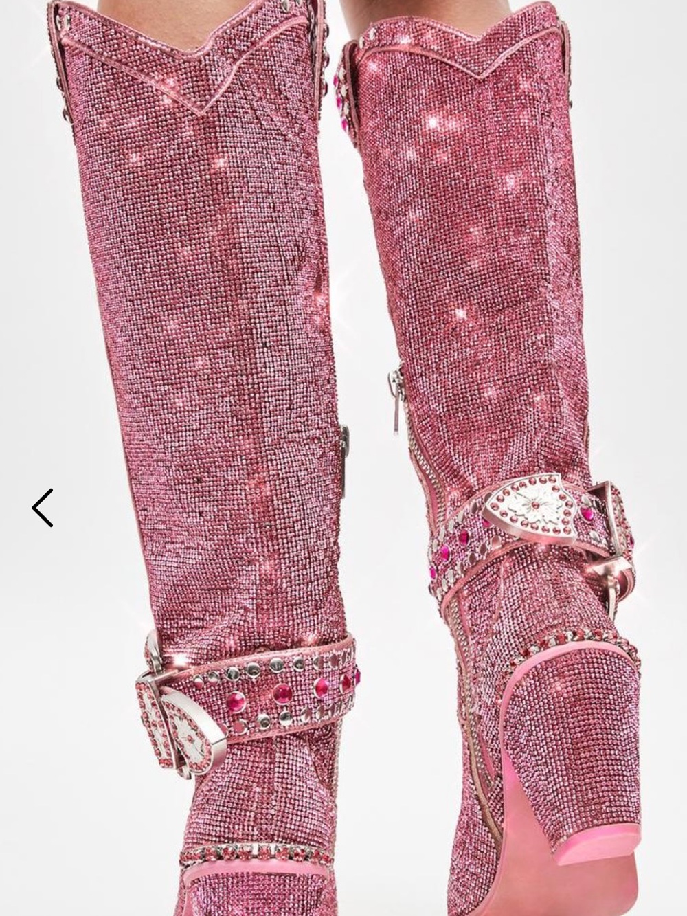 Sugar Thrillz Sheriff Shine Sparkling Pink Rhinestone Knee-High Boots size 5
